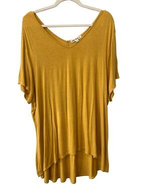 Indigo Thread Co Tunic Size 3X Cutout Back Mustard Yellow High Low Tshirt